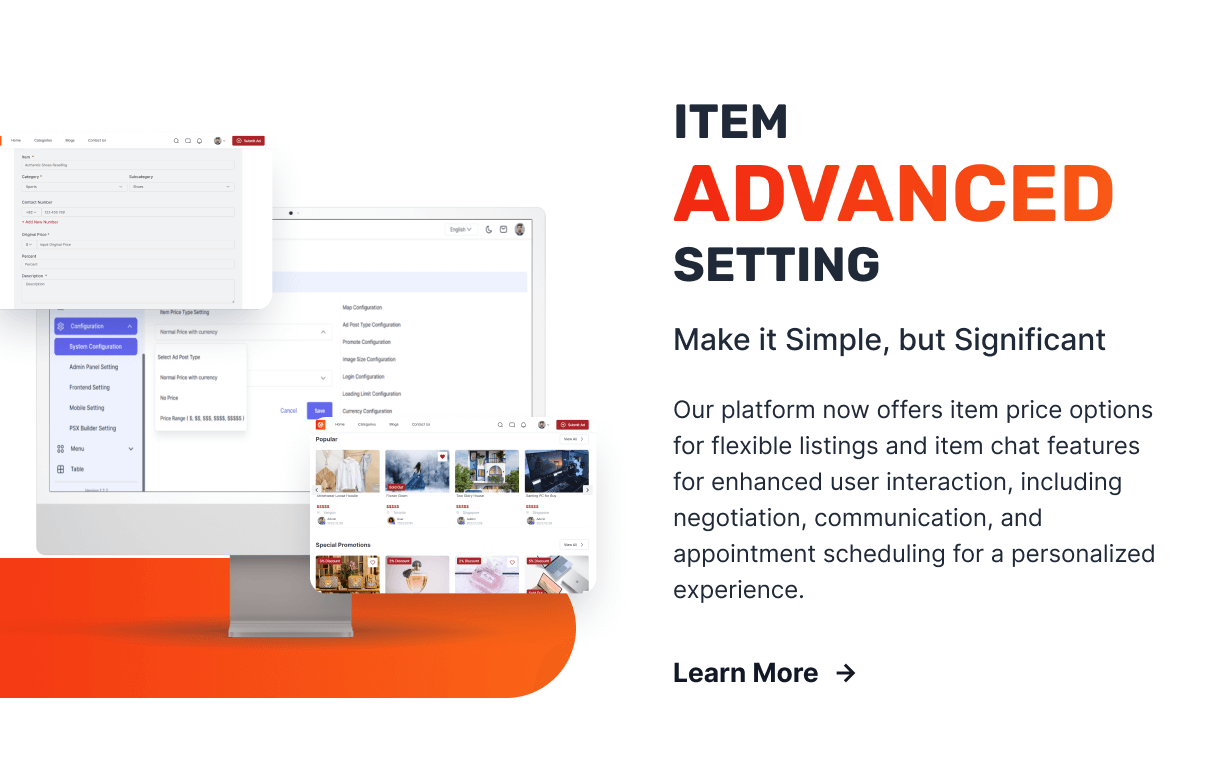 item advanced setting